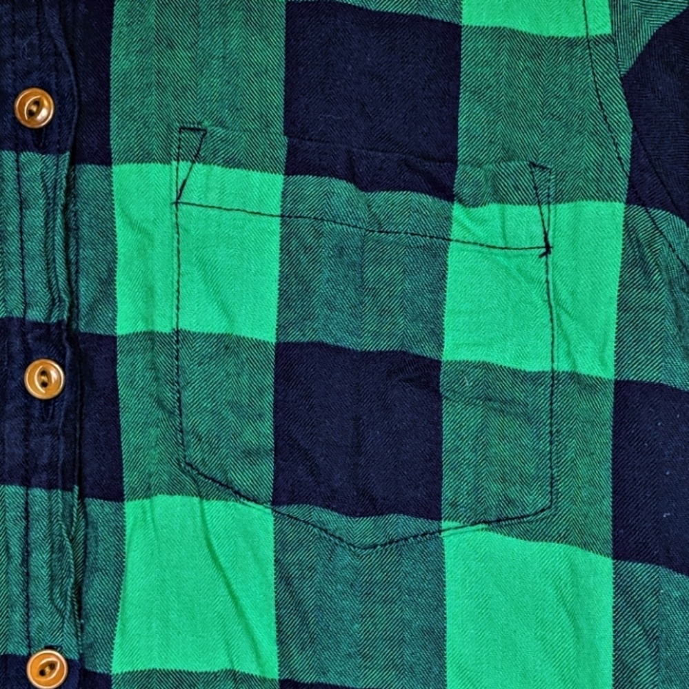 J. Crew Boy Shirt Emerald Buffalo Check - Picture 3 of 8